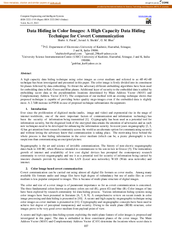 (PDF) Data Hiding in Color Images: A High Capacity Data Hiding ...