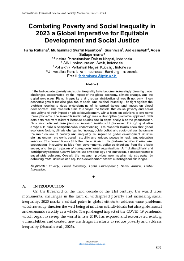 (PDF) Combating Poverty and Social Inequality in 2023 a Global ...