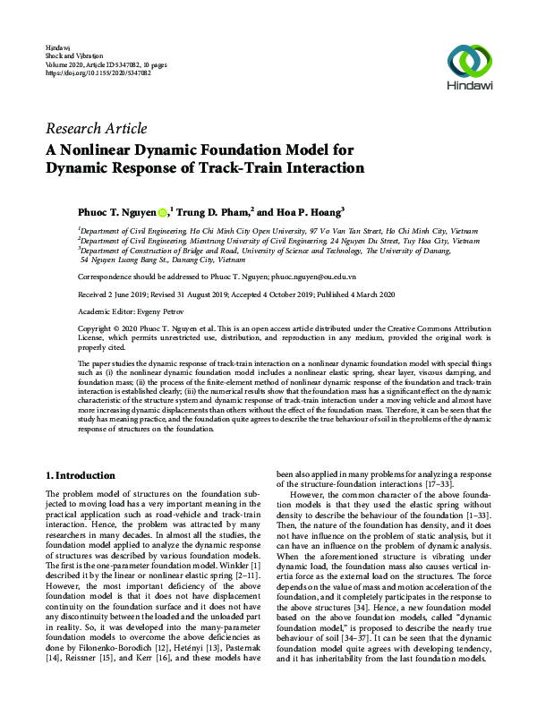(PDF) A Nonlinear Dynamic Foundation Model for Dynamic Response of ...