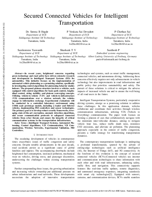 (PDF) Secured Connected Vehicles for Intelligent Transportation