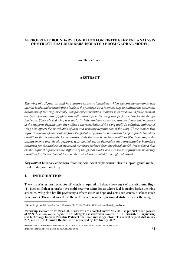 (PDF) APPROPRIATE BOUNDARY CONDITION FOR FINITE ELEMENT ANALYSIS OF ...