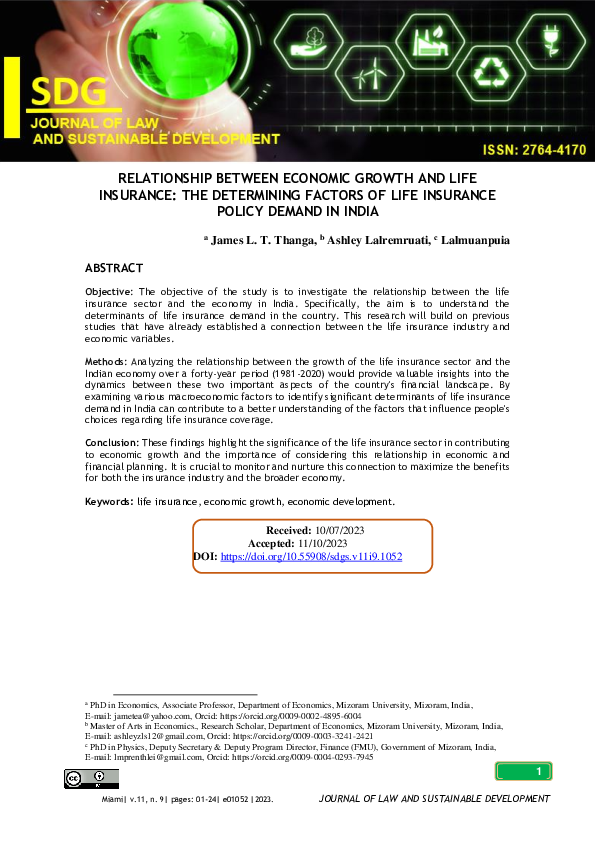 (PDF) RELATIONSHIP BETWEEN ECONOMIC GROWTH AND LIFE INSURANCE: THE ...