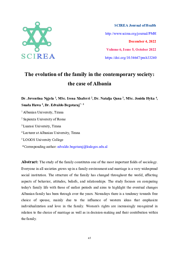 (PDF) The evolution of the family in the contemporary society: the case ...