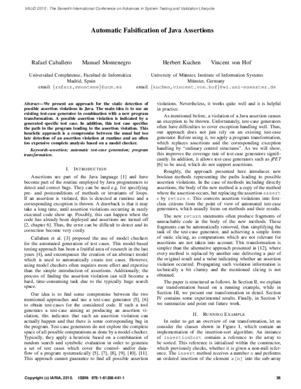 (PDF) Automatic Falsification of Java Assertions