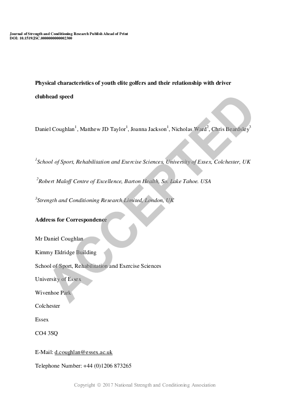 (PDF) Physical Characteristics Of Youth Elite Golfers And Their ...