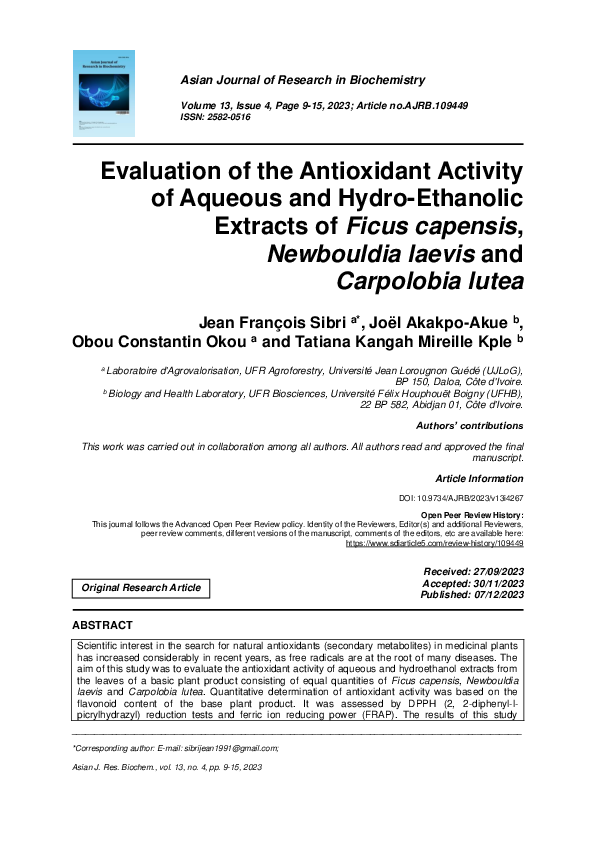(PDF) Evaluation of the Antioxidant Activity of Aqueous and Hydro ...