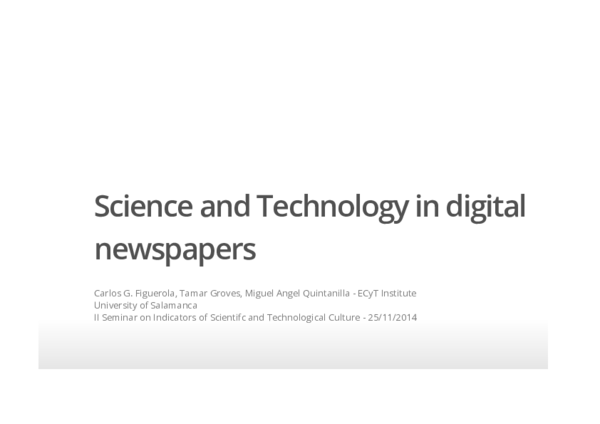 (PDF) Science and Technology in digital newspapers
