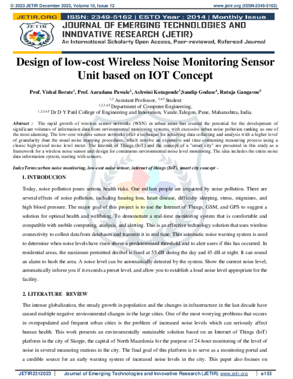 (PDF) Design of low-cost Wireless Noise Monitoring Sensor Unit based on ...