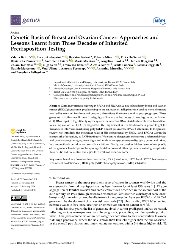 (PDF) Genetic Basis of Breast and Ovarian Cancer: Approaches and ...