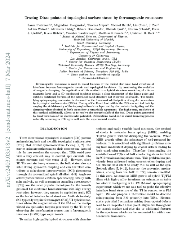 (PDF) Tracing Dirac points of topological surface states by ...