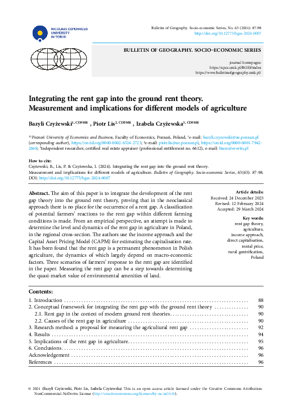 (PDF) Integrating the rent gap into the ground rent theory. Measurement ...