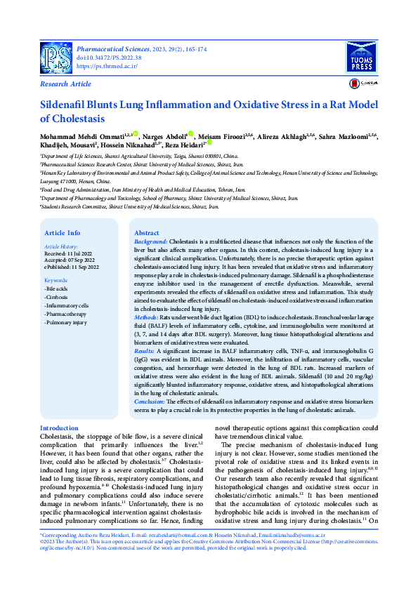 (PDF) Sildenafil Blunts Lung Inflammation and Oxidative Stress in a Rat ...