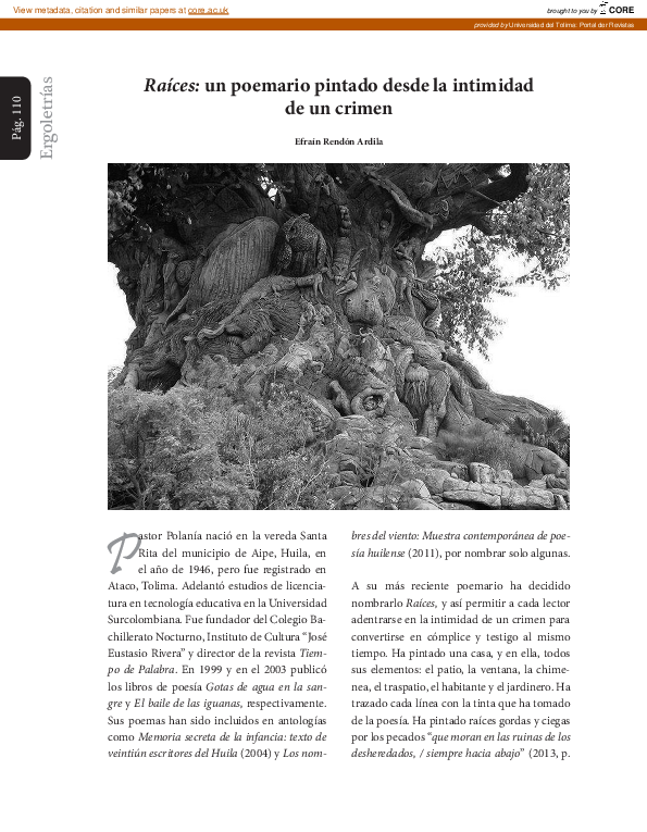 (PDF) Raíces: un poemario pintado desde la intimidad de un crimen