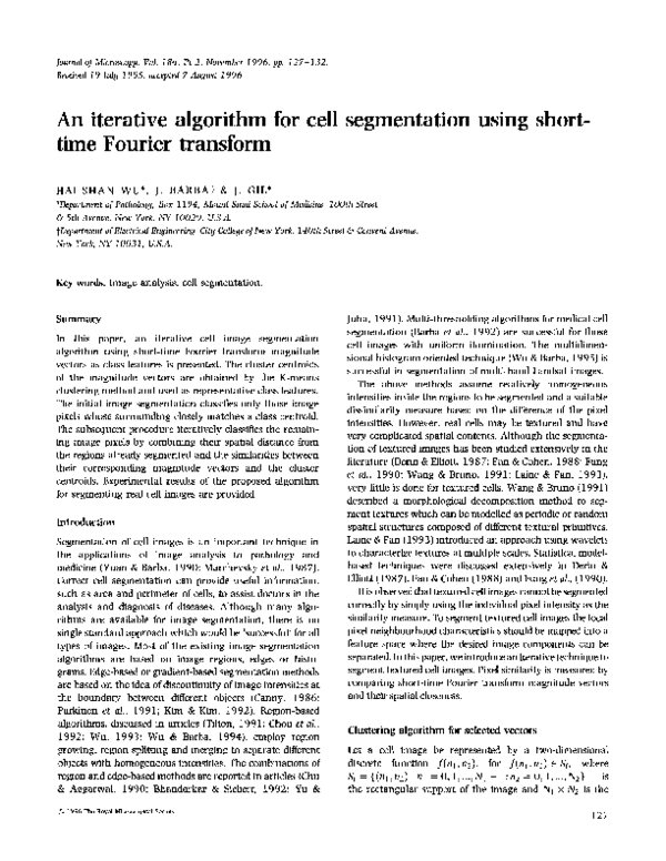 (PDF) An iterative algorithm for cell segmentation using short‐time ...