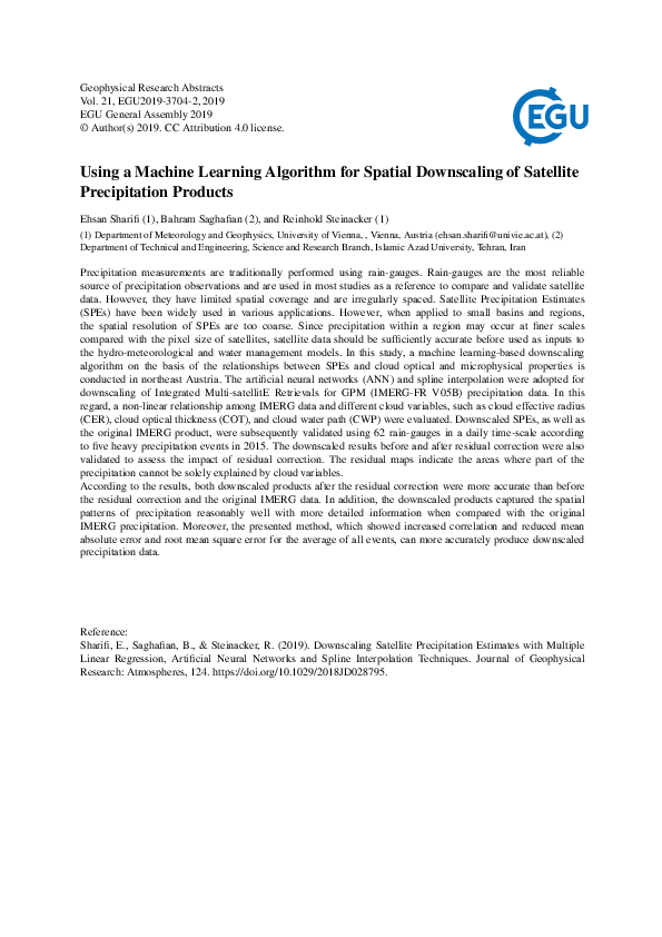 (PDF) Using a Machine Learning Algorithm for Spatial Downscaling of ...