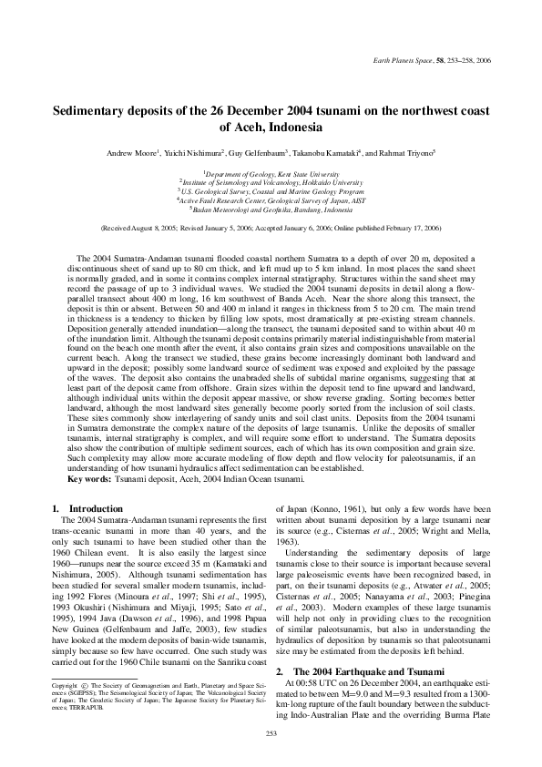 (PDF) Sedimentary deposits of the 26 December 2004 tsunami on the ...