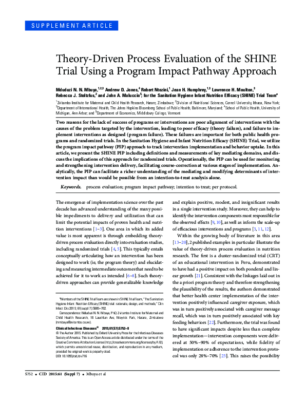 (PDF) Theory-Driven Process Evaluation of the SHINE Trial Using a ...
