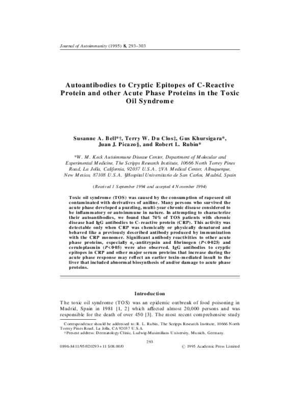 (PDF) Autoantibodies to Cryptic Epitopes of C-Reactive Protein and ...