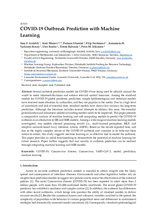 (PDF) COVID-19 Outbreak Prediction with Machine Learning