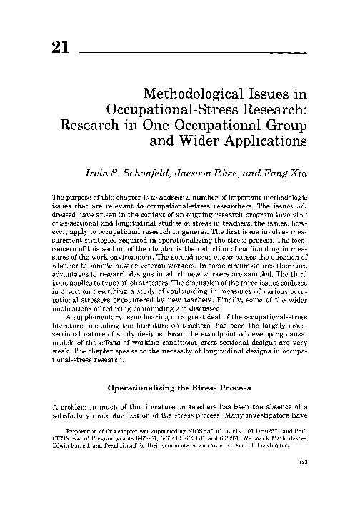 (PDF) Methodological issues in occupational-stress research: Research ...