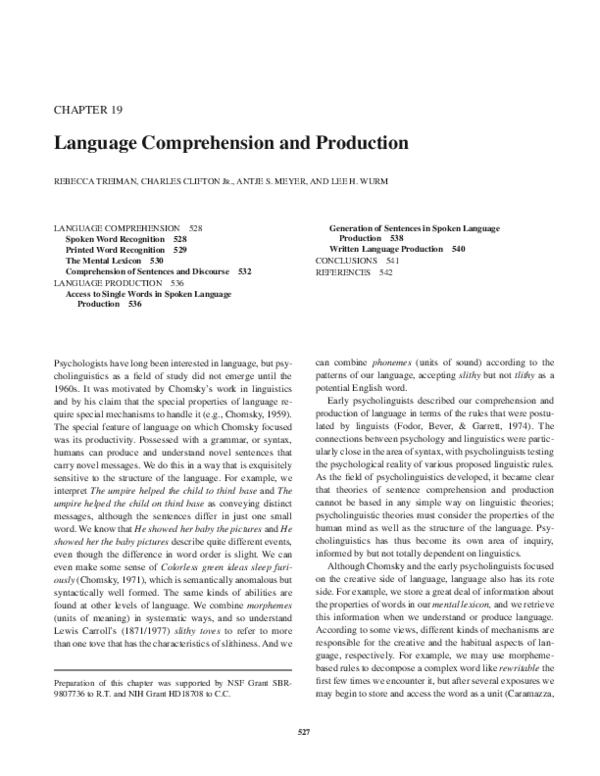 (PDF) Language Comprehension and Production