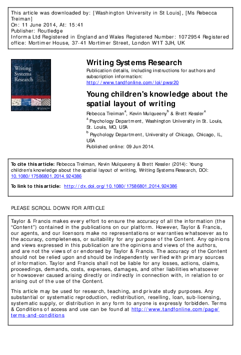 (PDF) Young children's knowledge about the spatial layout of writing