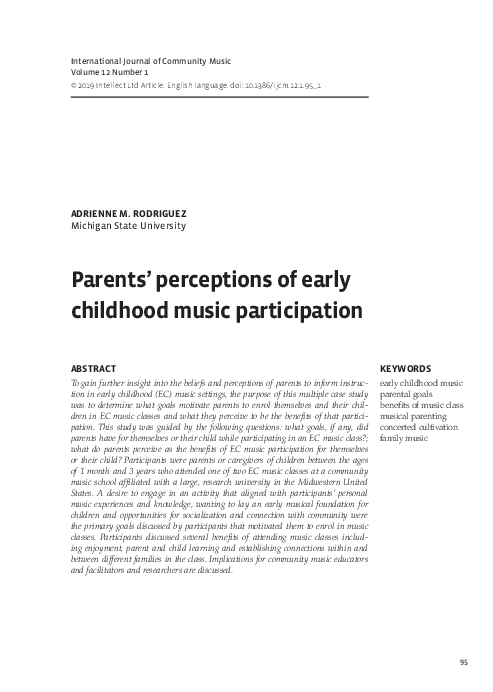 (PDF) Parents’ perceptions of early childhood music participation