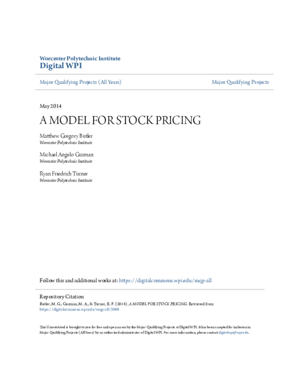 (PDF) A Model for Stock Pricing