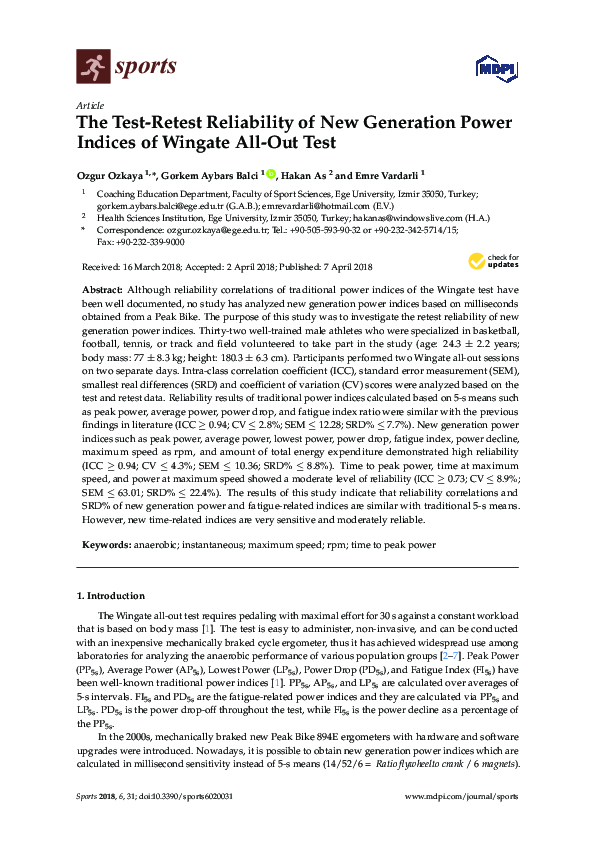(PDF) The Test-Retest Reliability of New Generation Power Indices of ...
