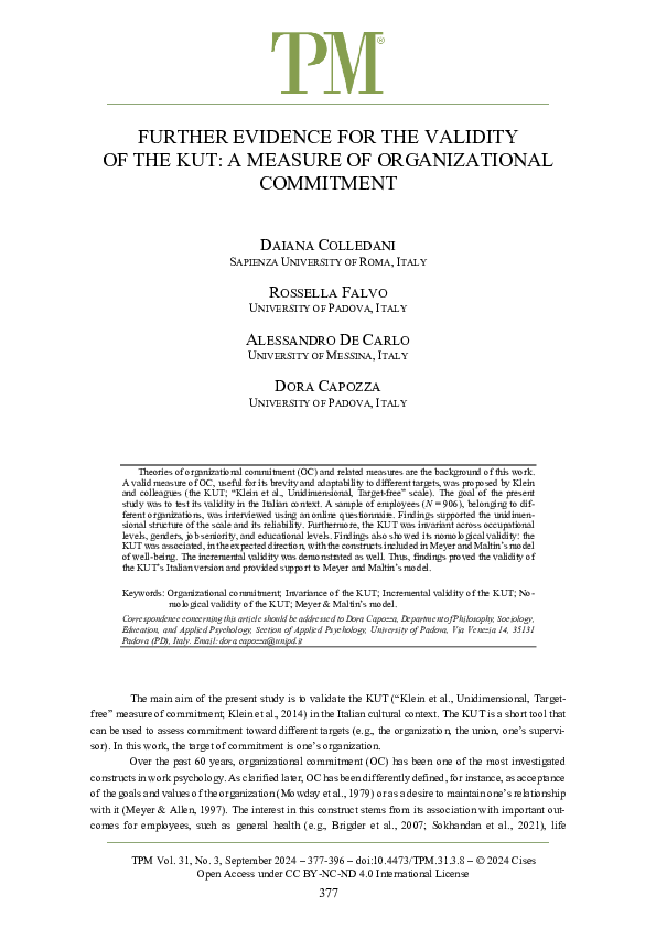 (PDF) FURTHER EVIDENCE FOR THE VALIDITY OF THE KUT: A MEASURE OF ...