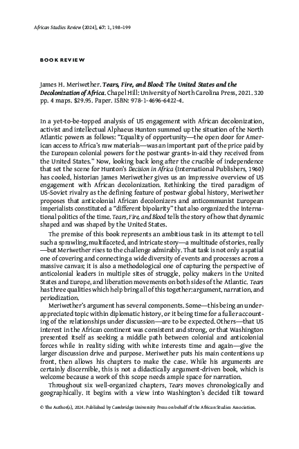 (PDF) Review of James H. Meriwether, Tears, Fire, and Blood: The United ...