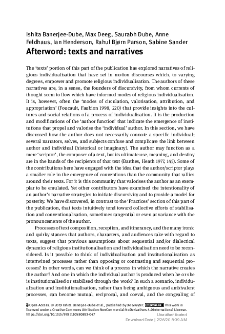 (PDF) Afterword: texts and narratives