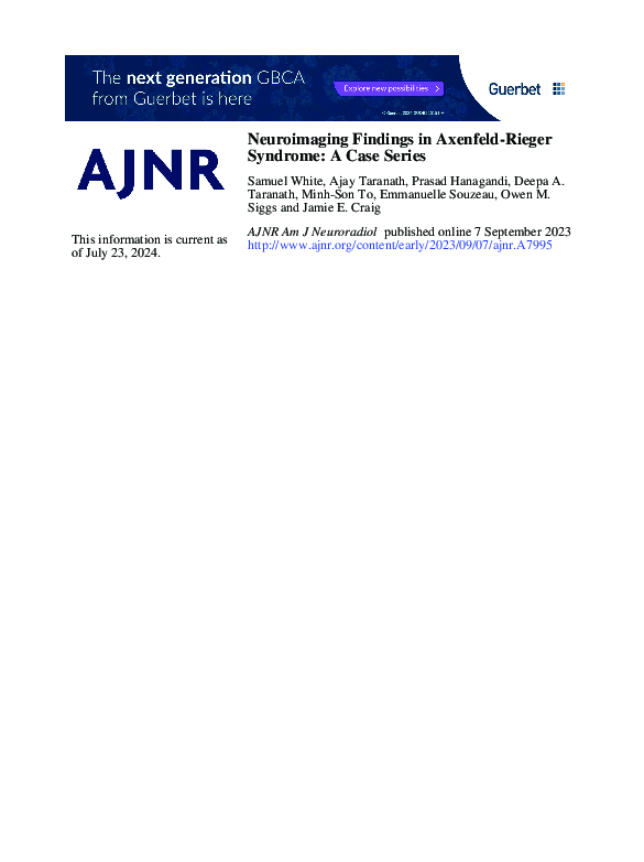 (PDF) Neuroimaging Findings in Axenfeld-Rieger Syndrome: A Case Series