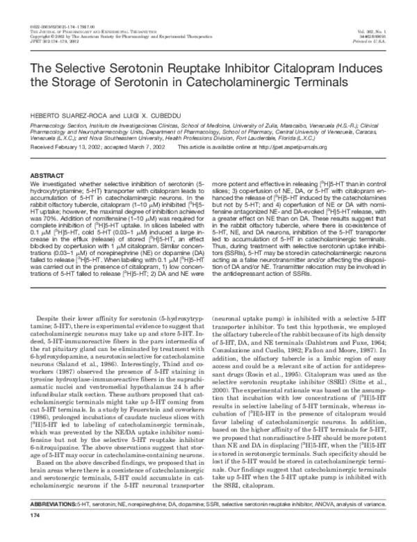 (PDF) The selective serotonin reuptake inhibitor citalopram increases ...
