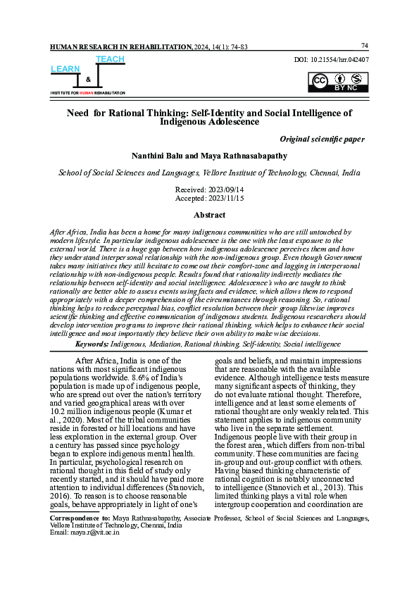 (PDF) Need for Rational Thinking: Self-Identity and Social Intelligence ...