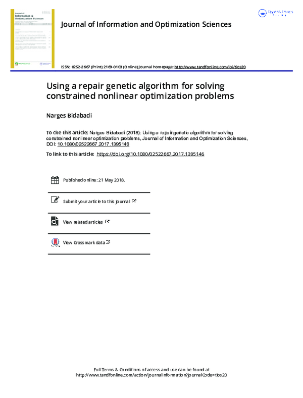 (PDF) Using a repair genetic algorithm for solving constrained ...