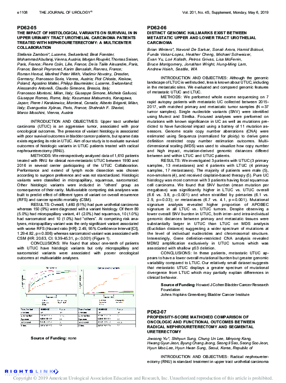 (PDF) PD62-06 DISTINCT Genomic Hallmarks Exist Between Metastatic Upper ...