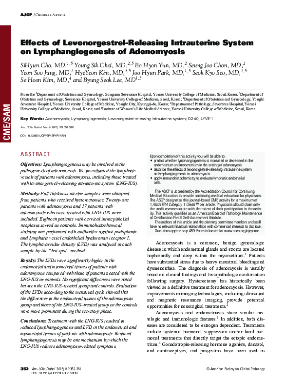 (PDF) Effects of levonorgestrel-releasing intrauterine system and T380A ...