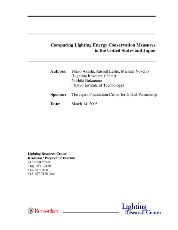 (PDF) Comparing Lighting Energy Conservation Measures in the United ...