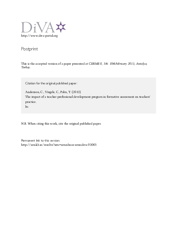 (PDF) The impact of a teacher professional development program in ...