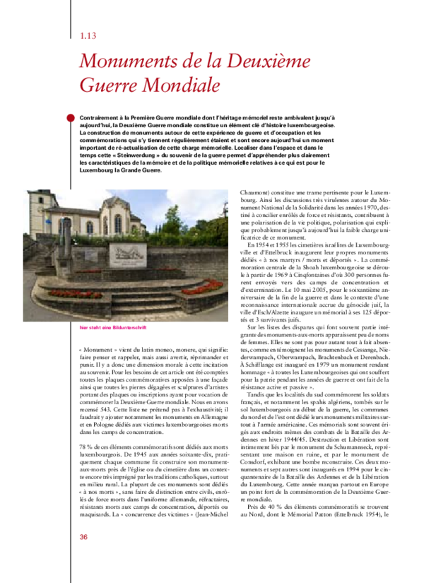 (PDF) Les monuments de la Deuxième Guerre mondiale