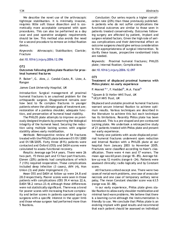 (PDF) Treatment of displaced proximal humerus with Philos plates: An ...