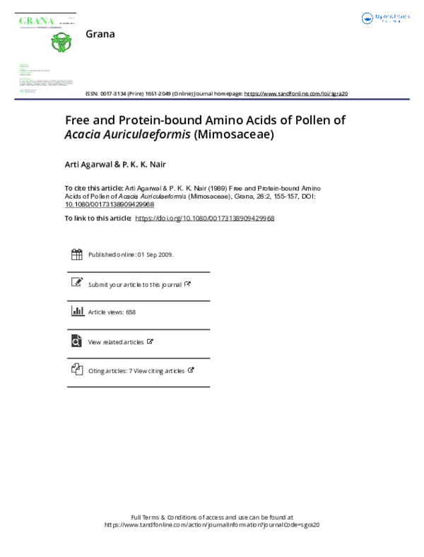 (PDF) Free and Protein-bound Amino Acids of Pollen of Acacia ...