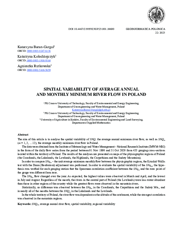 (PDF) Spatial Variability of Average Annual and Monthly Minimum River ...