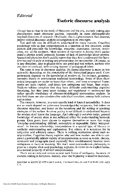 (PDF) Esoteric Discourse Analysis
