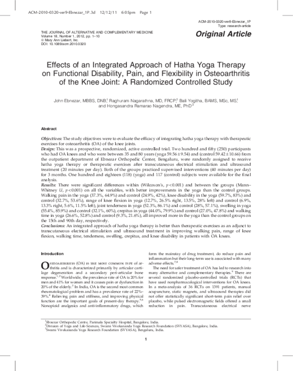 (PDF) Effects of an Integrated Approach of Hatha Yoga Therapy on ...