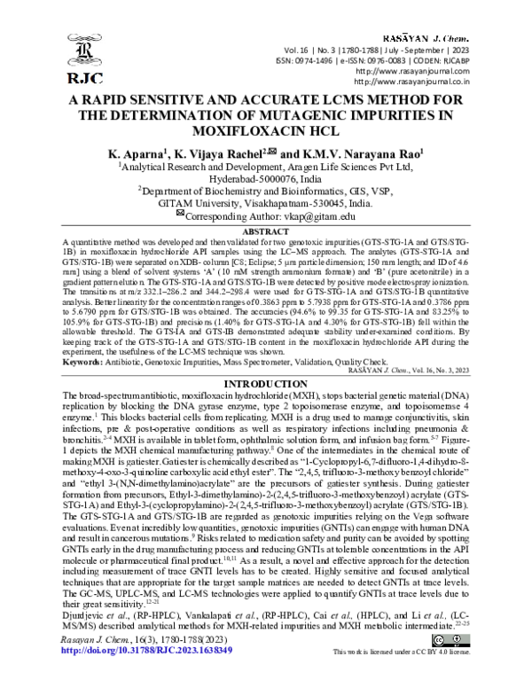 (PDF) A Rapid Sensitive and Accurate LCMS Method for the Determination ...