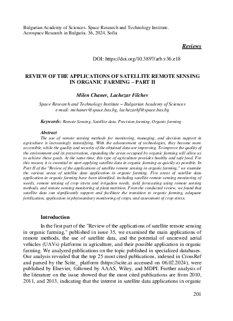 (PDF) Review of the Applications of Satellite Remote Sensing in Organic ...