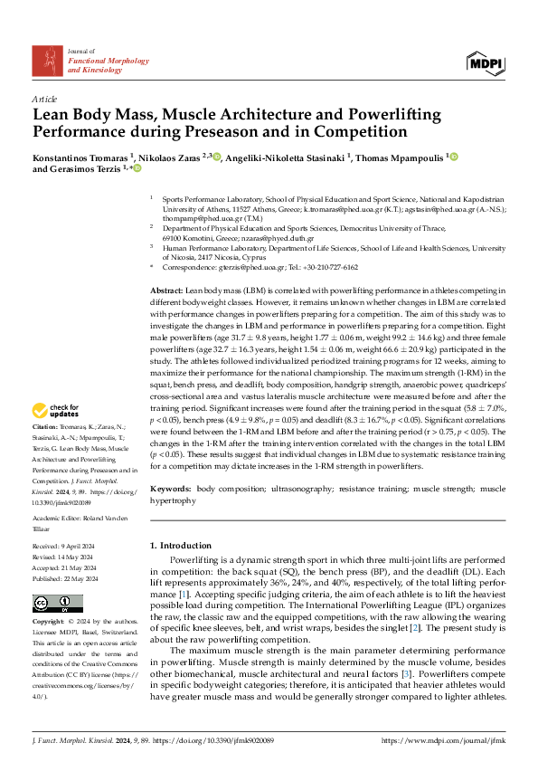(PDF) Lean Body Mass, Muscle Architecture and Powerlifting Performance ...