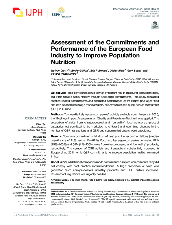 PDF) Assessment of the Commitments and Performance of the European 